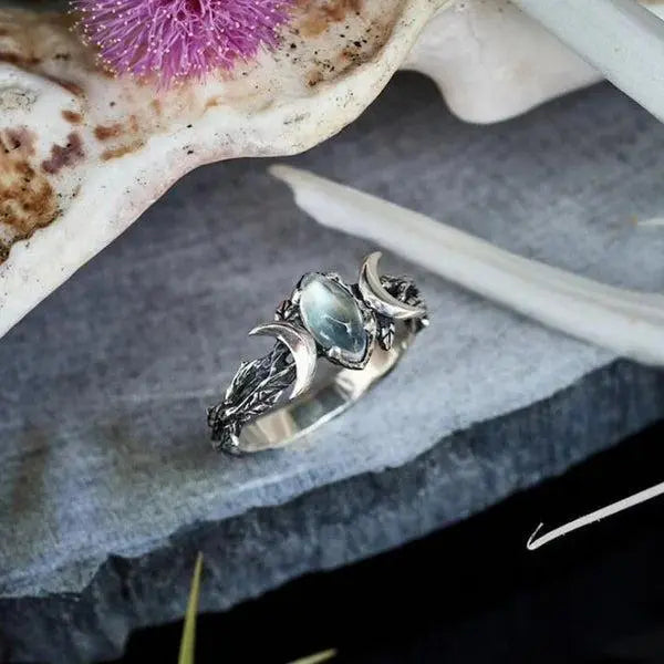 Dobbelt Halvmåne Ædelstenen Ring