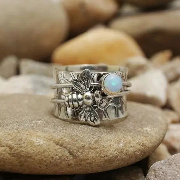 Bikugle Gemstones Meditations Spinner Ring