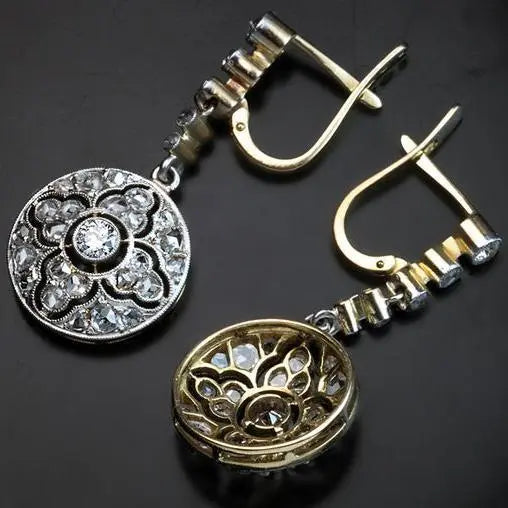 Afrunde hængende krystal vintage øreringe