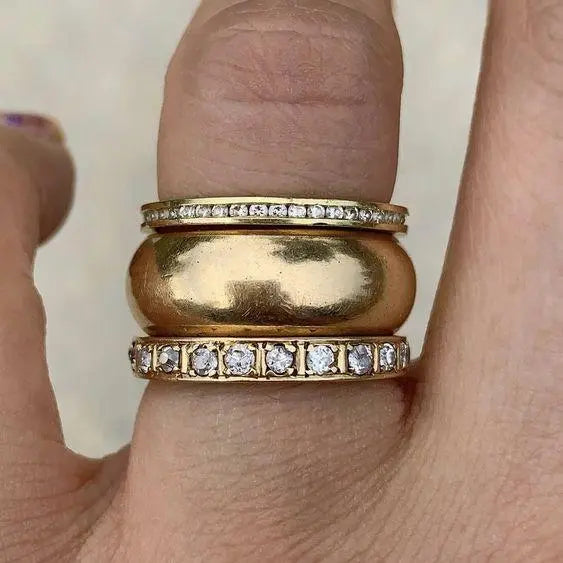 Dikter Guld ring sæt med vintage zirkonia