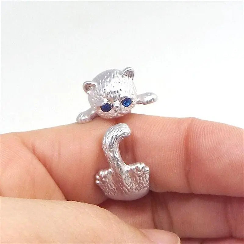 925 sterling sølv justerbar katte ring