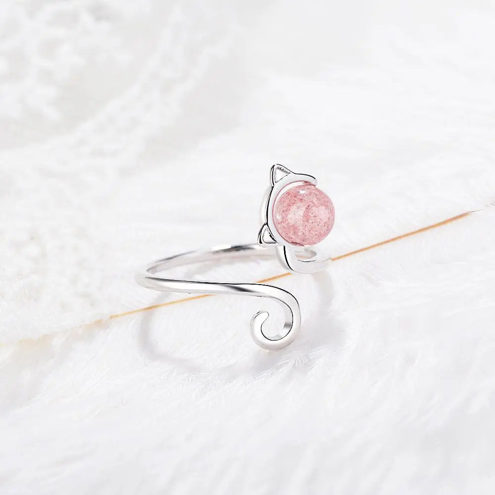925 Sterling Sølv og Pink Agat Killing Ring