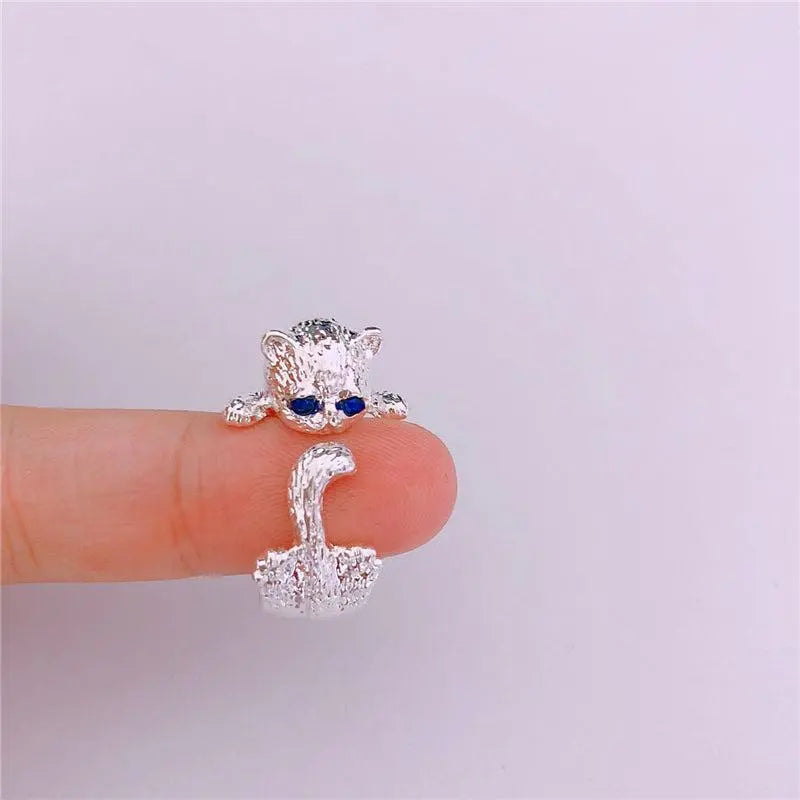 925 sterling sølv justerbar katte ring