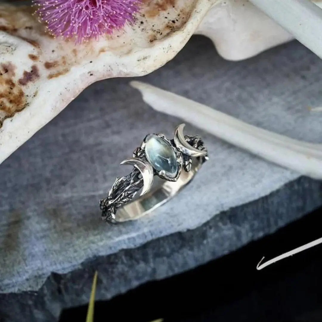 Dobbelt Halvmåne Ædelstenen Ring