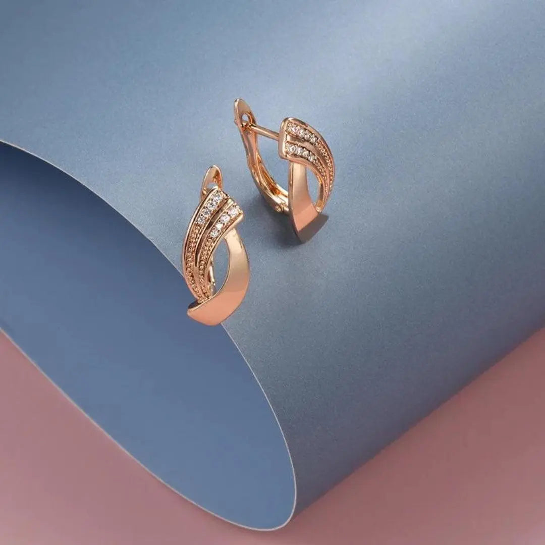 Elegante øreringe med zirkonia i rosaguld