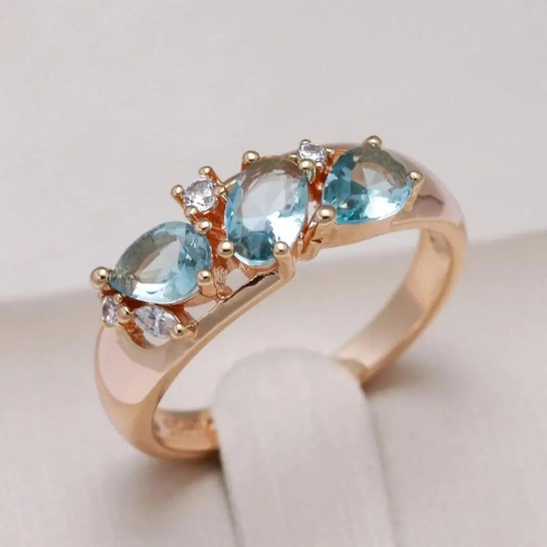 Blå zirkonia ring i guld