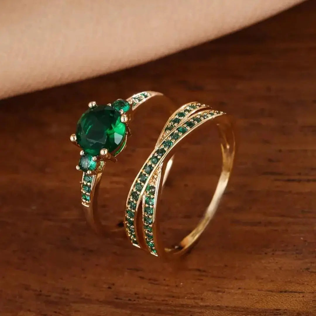 Elegant ringe lavet af grønt guld