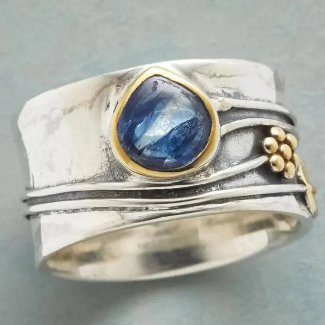 Vintage ring med blå sten