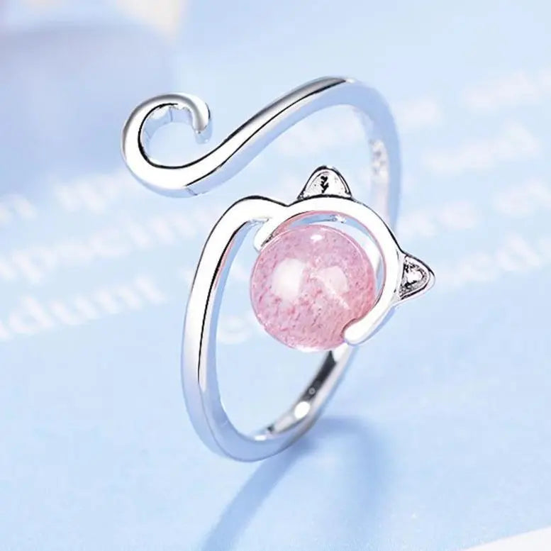 925 Sterling Sølv og Pink Agat Killing Ring