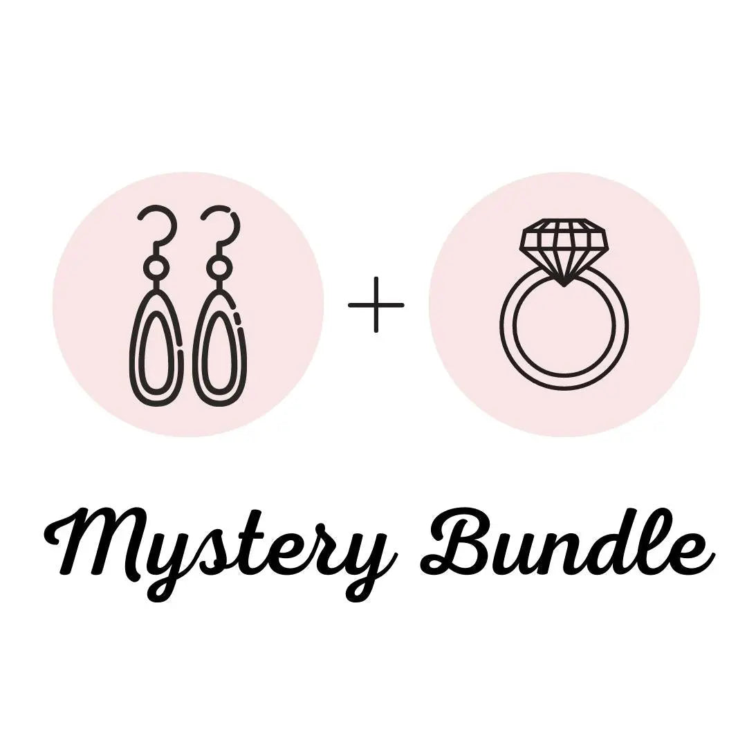 Mysterieøreringe og Ring (justerbar) - Bundle