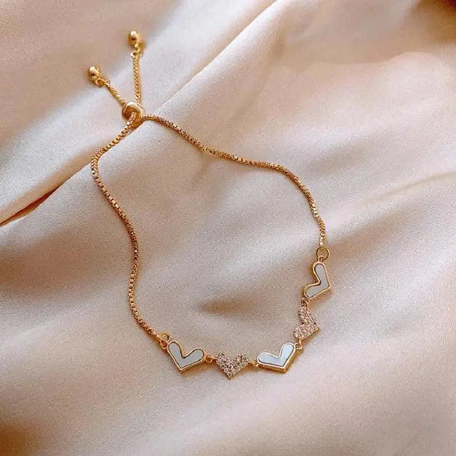 Justerbar Guld Hjertearmbånd