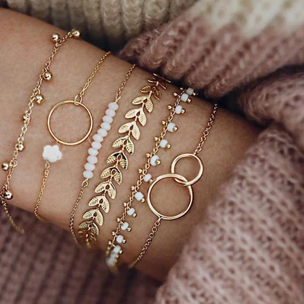 Pakke med Boho-armbånd i guld
