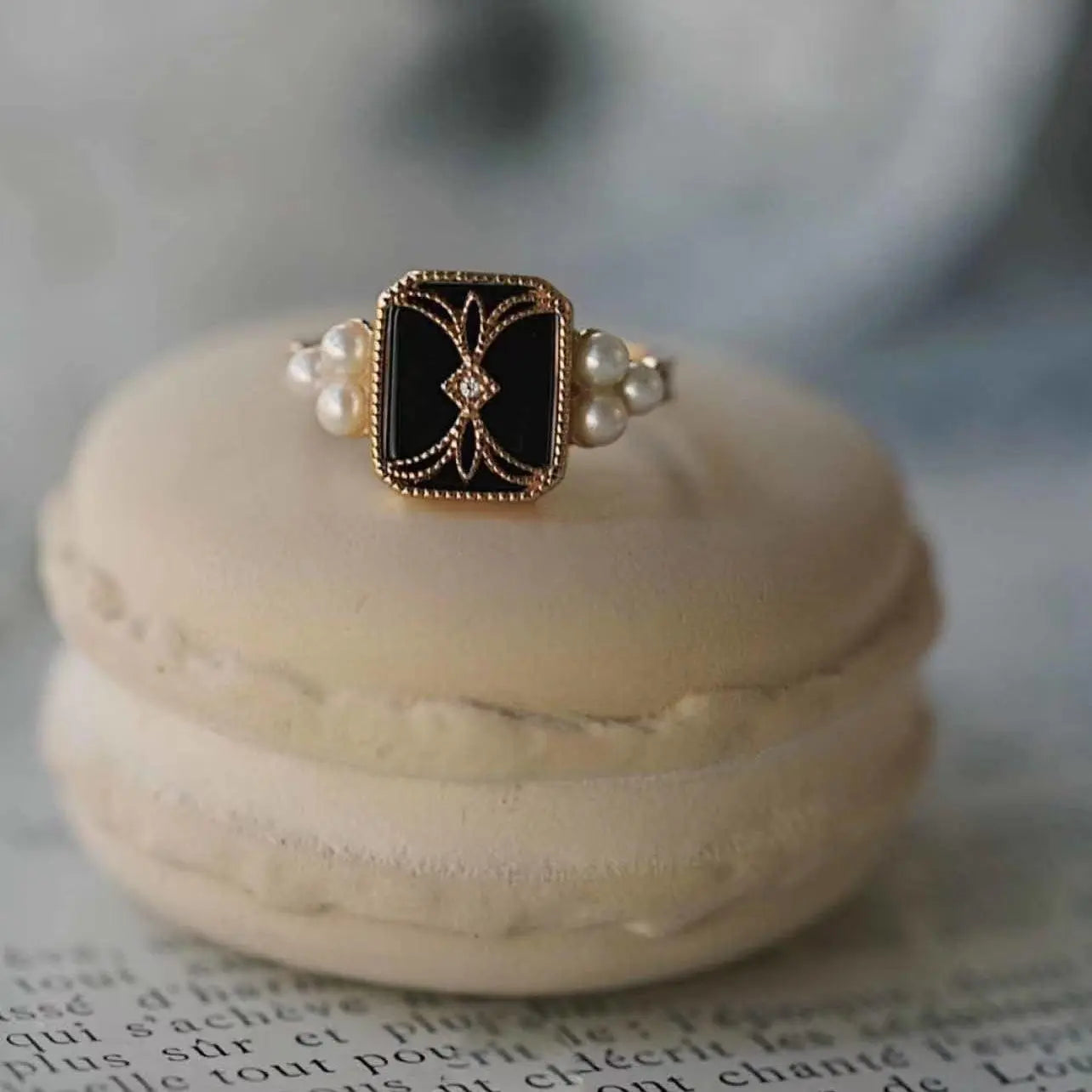 Vintage luksus perle emalje ringe