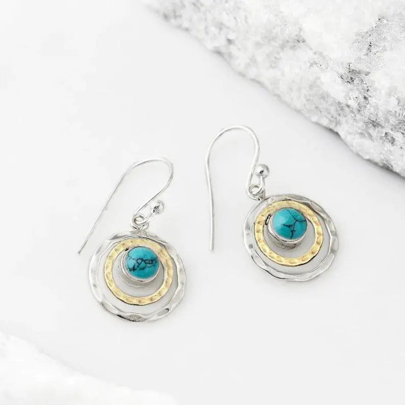 Boho Saturn med Turkis Opal Øreringe