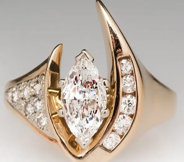 Vintage Uregelmæssig Guld & Sølv Zirconia Ring