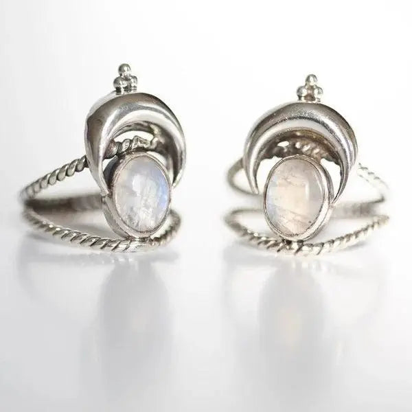 Oval regnbue månestens månefase ring