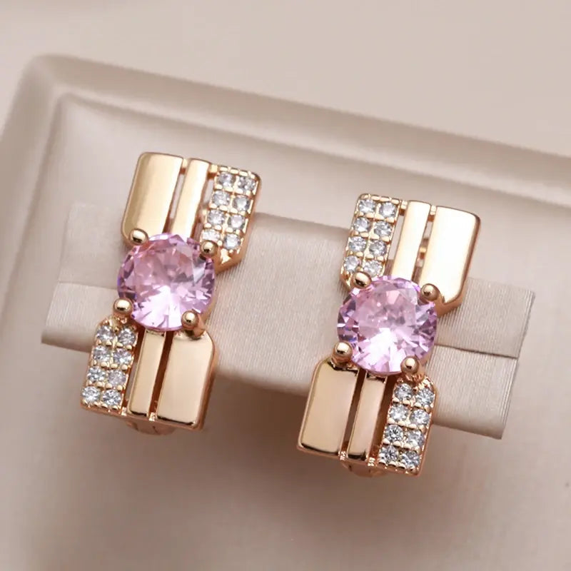 Rosa Zirkonia Brilliant Øreringe