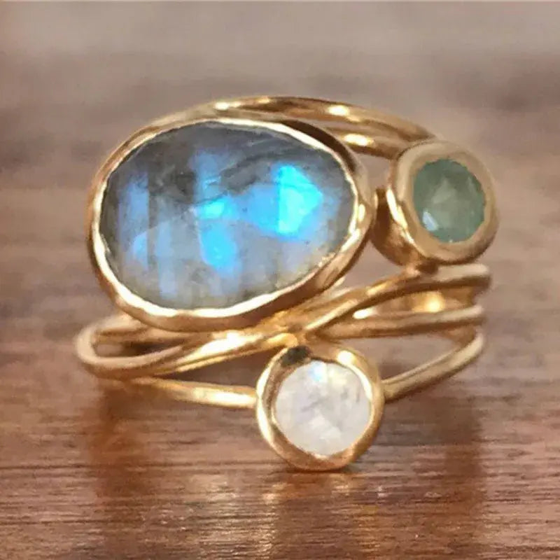 Guld Boho Ring med Krystaller