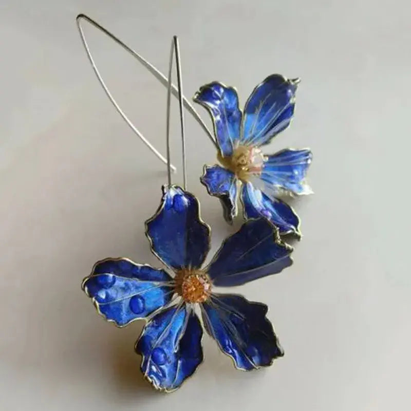 Blå Blomst Vintage Øreringe