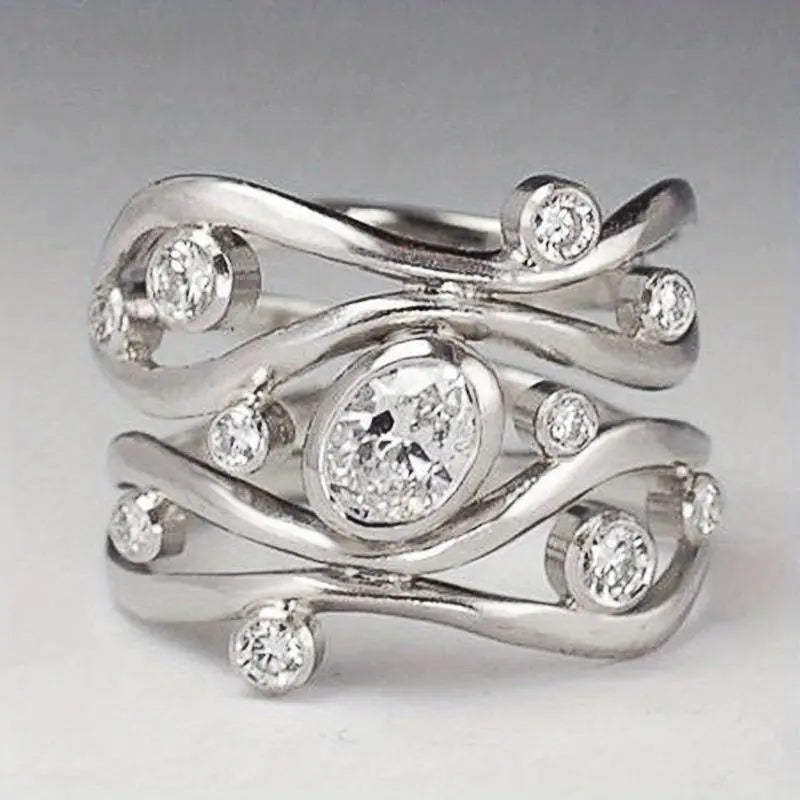 Vintage Uregelmæssig Zirkonia Sølv Ring