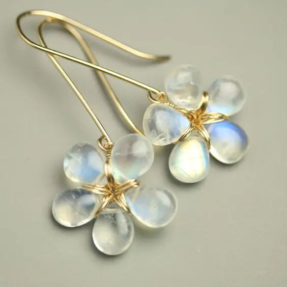 Vintage Hvide Sten Blomsterøreringe