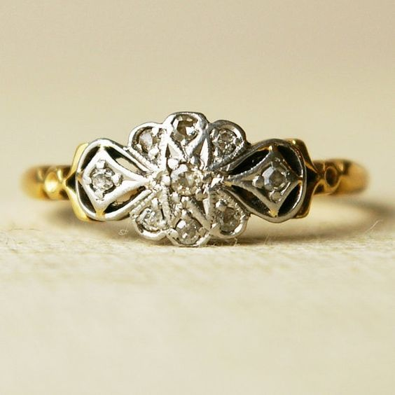 Vintage Sølv & Guld Mandala Ring