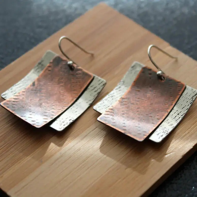 Vintage bronze firkantede øreringe