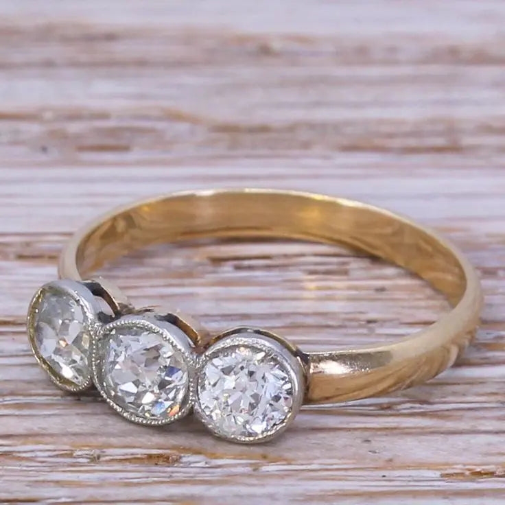 Vintage Tre Glas Guld Ring