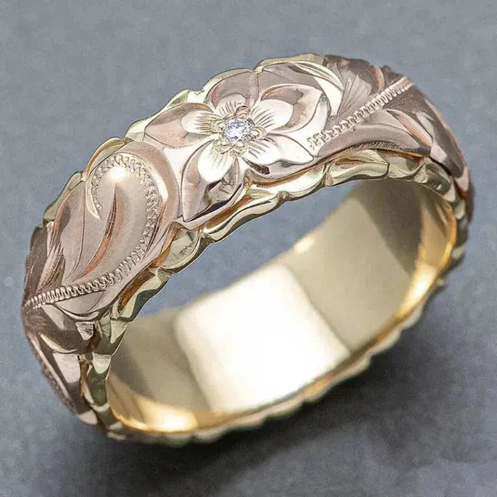 Vintage Rose Blomst Guld Ring