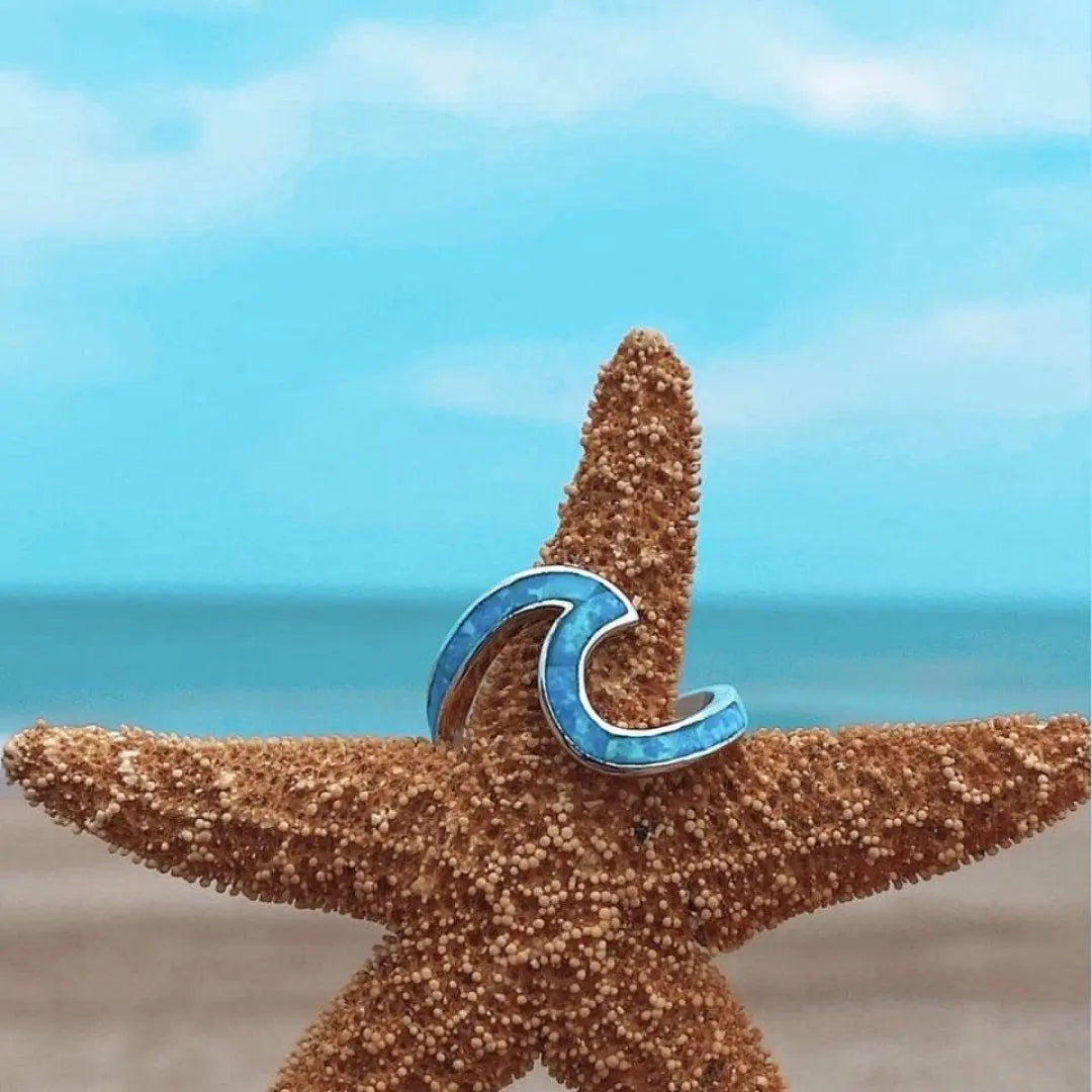 Ocean Waves Ring lavet af opal og sølv