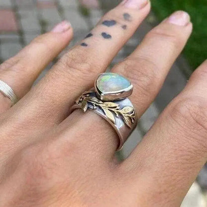 Blad Geometrisk Opal Ring