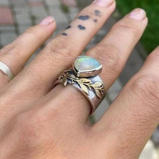 Blad Geometrisk Opal Ring