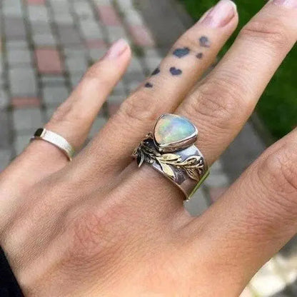 Blad Geometrisk Opal Ring