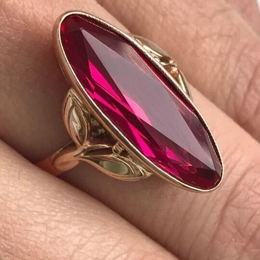 Vintage granat oval krystal guld ring