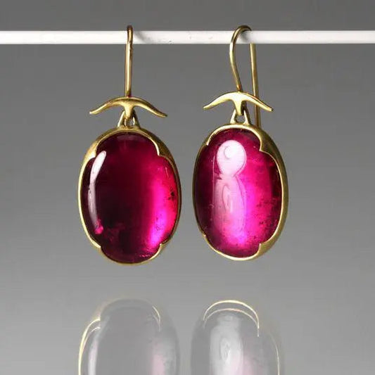 Øreringe i pink krystal i vintage guld