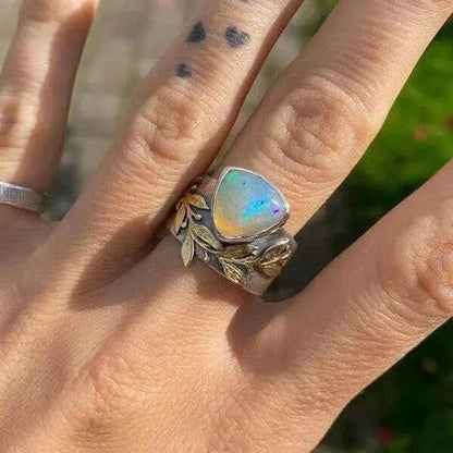 Blad Geometrisk Opal Ring