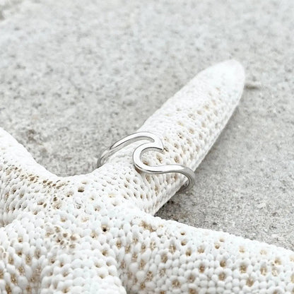 Sølv Hav Bølge Ring