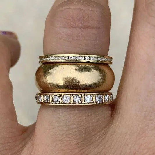 Dikter Guld ring sæt med vintage zirkonia