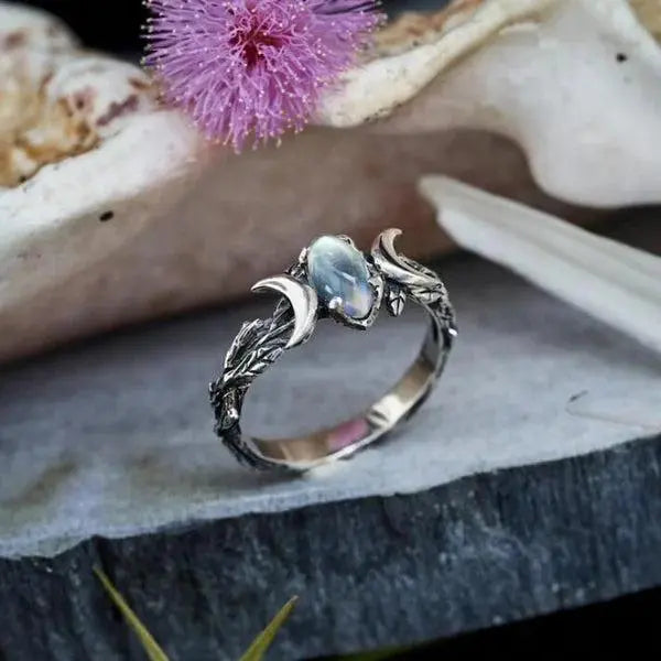 Dobbelt Halvmåne Ædelstenen Ring