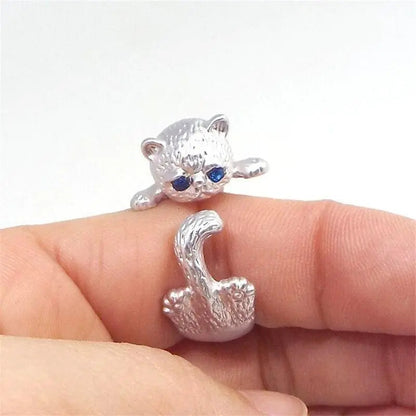 925 sterling sølv justerbar katte ring