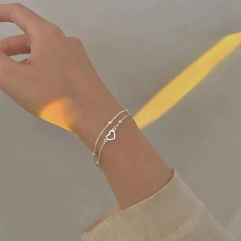 Justerbar Sølv Hjertearmbånd