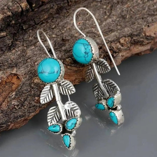 Sølv Boho Blad Opal Øreringe