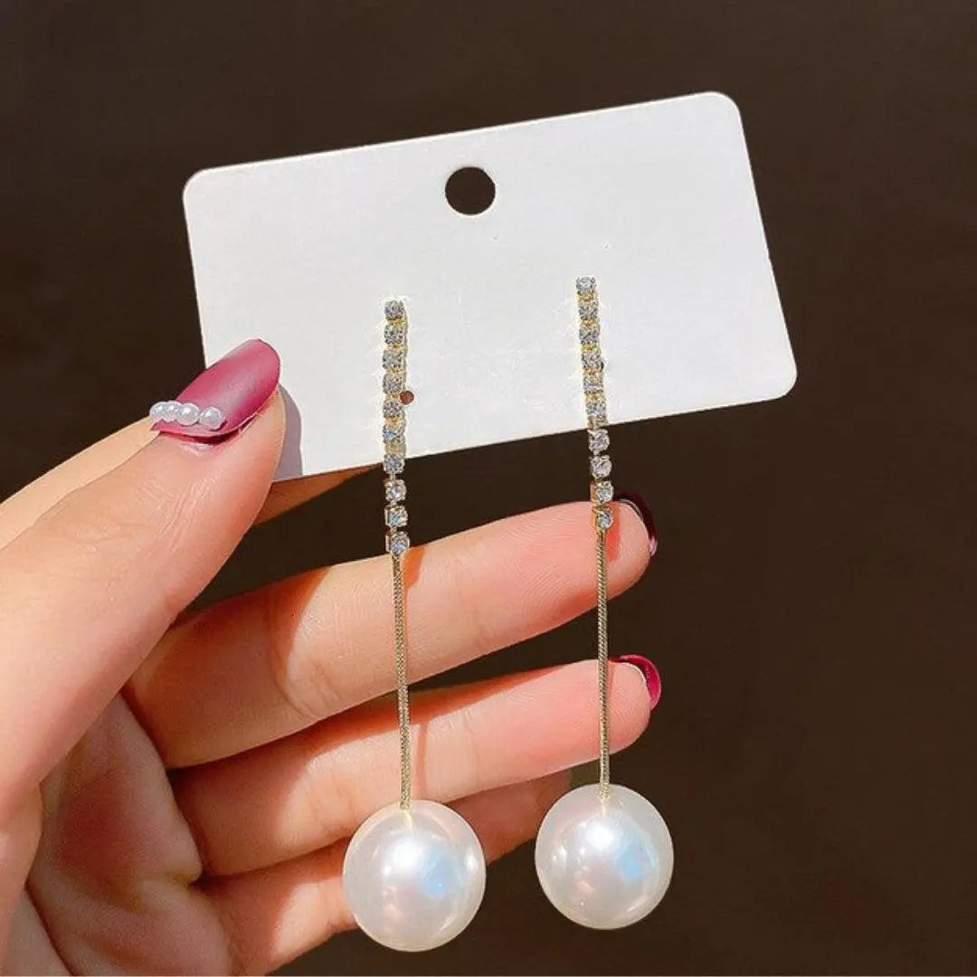 Perlevedhæng øreringe med zirkonitter i guld