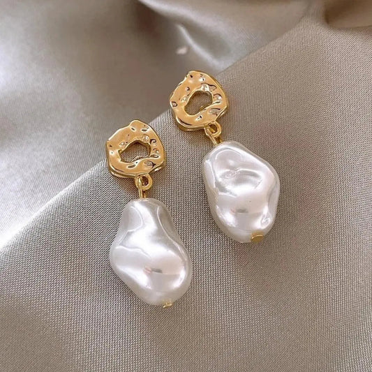 Boho perleøreringe i guld