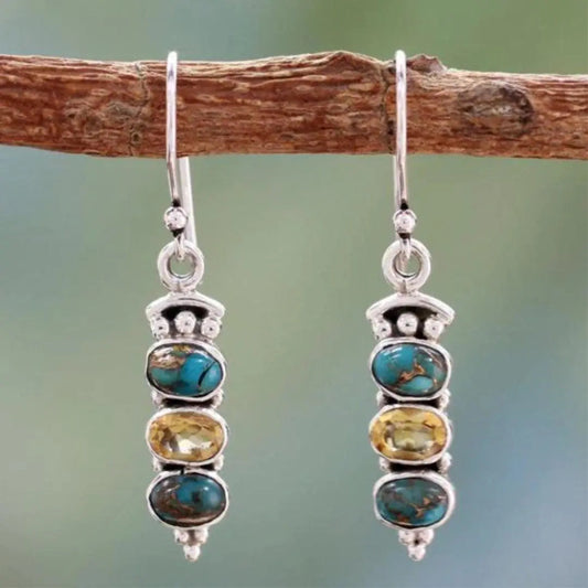 Boho sølvøreringe med opal