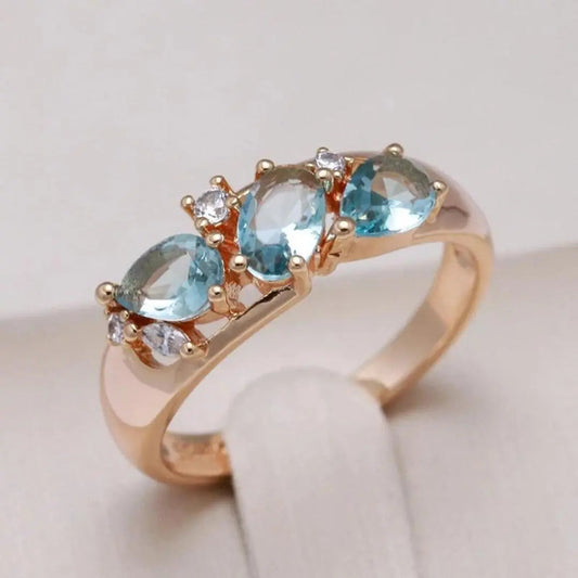 Blå zirkonia ring i guld