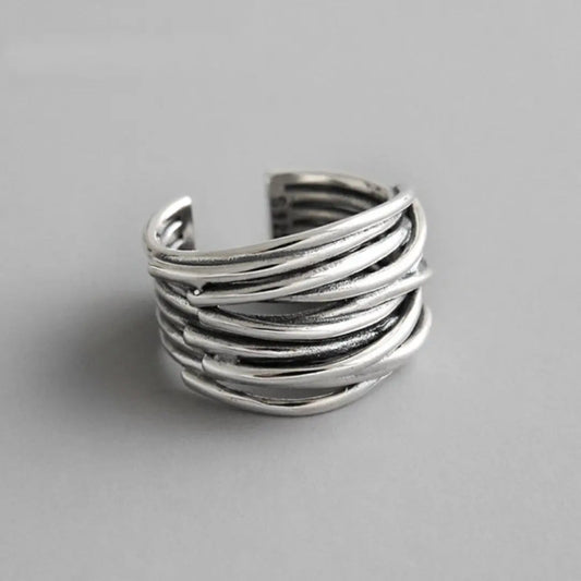 925 Sterling Sølv Justerbar Lagdelt Ring