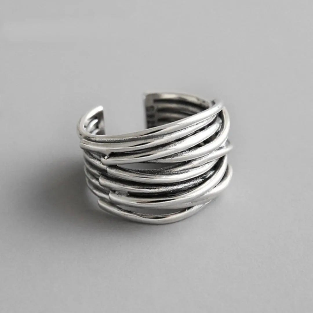 925 Sterling Sølv Justerbar Lagdelt Ring