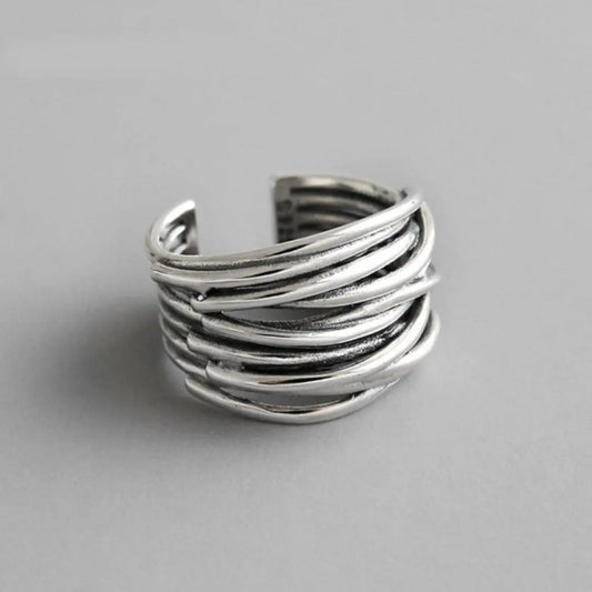 925 Sterling Sølv Justerbar Lagdelt Ring
