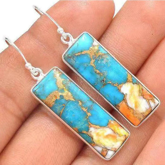 Vintage blå naturlige sten øreringssæt